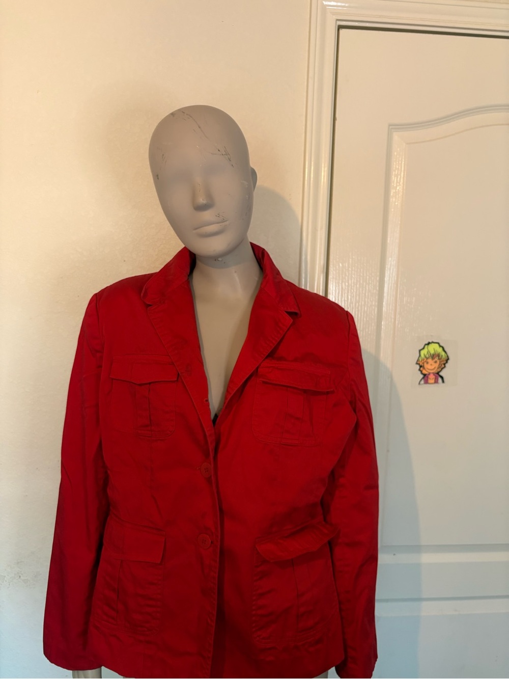 Women's Red Utility Jacket - Classic Tailored Style